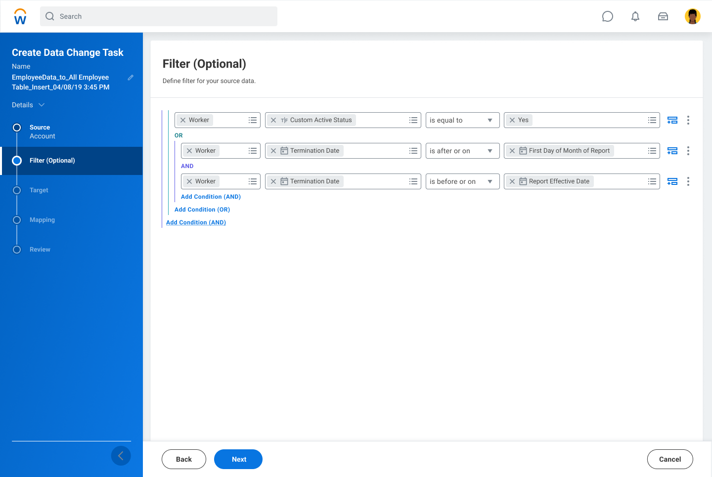 Inline filtering during data load