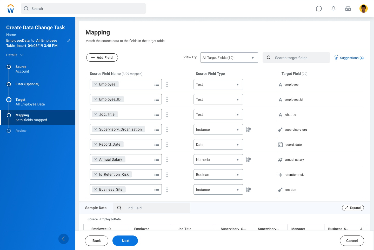 Unified mapping with inline data type conversion