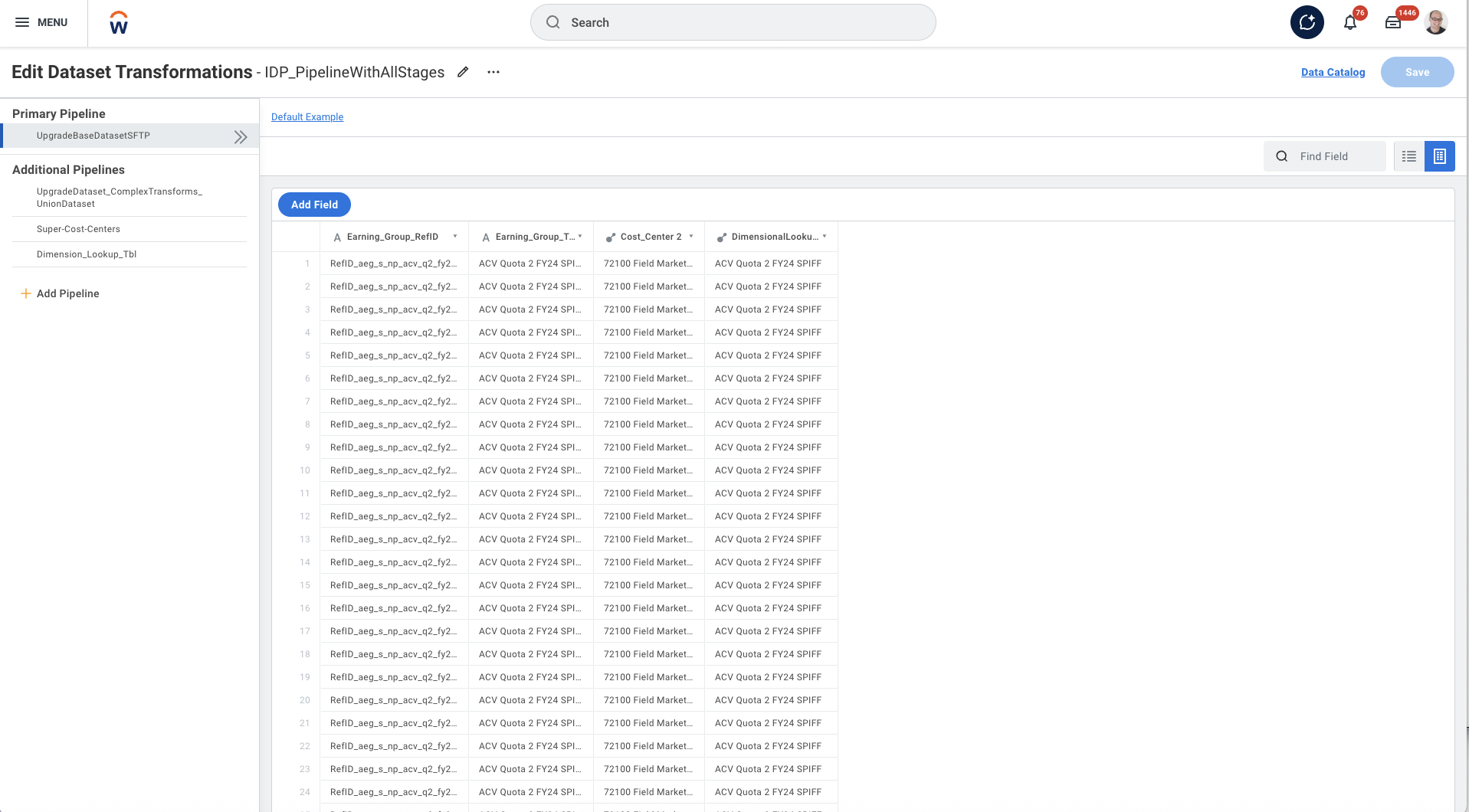 Existing Data Preparation Editor - Multiple Pipelines View